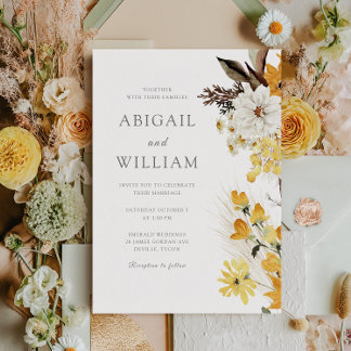 Botanical Sunshine Garden Florals Wedding Invitation