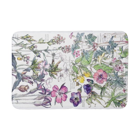 Botanical Sweet William Wildflower Flower Bath Mat
