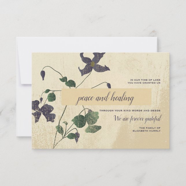 Botanical Sympathy Thank You Card (Front)