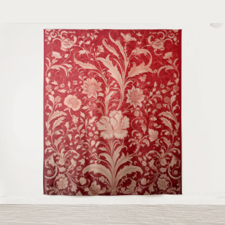 Botanical Tapestry - Golden Floral on Red