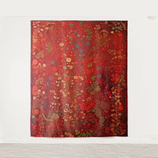 Botanical Tapestry - Impressionist Floral on Red