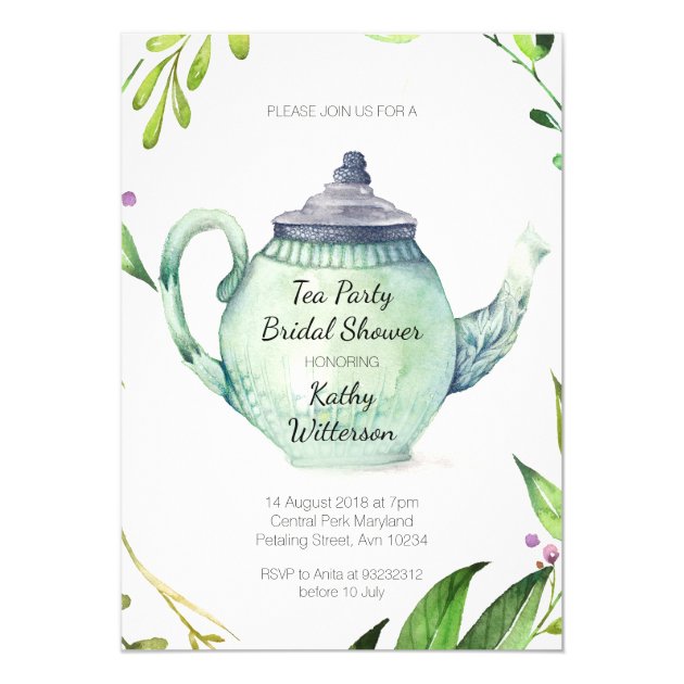 Botanical Tea Party Bridal Shower Invitation