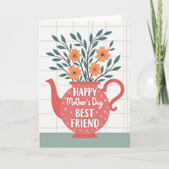 Botanical Teapot Mothers Day Card (Front)