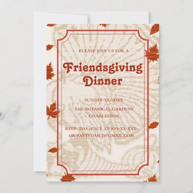 botanical teracotta tones  Friendsgiving  Invitation (Front)