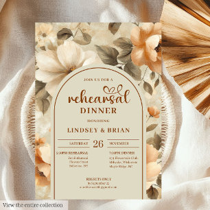 Botanical Terra Cotta Ivory Sage Floral Rehearsal Invitation