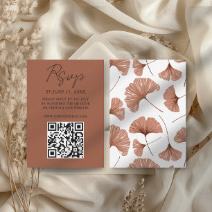 Botanical Terracotta Ginkgo Leaf Wedding RSVP Card