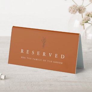Botanical Terracotta Simple Wedding Reserved Table Tent