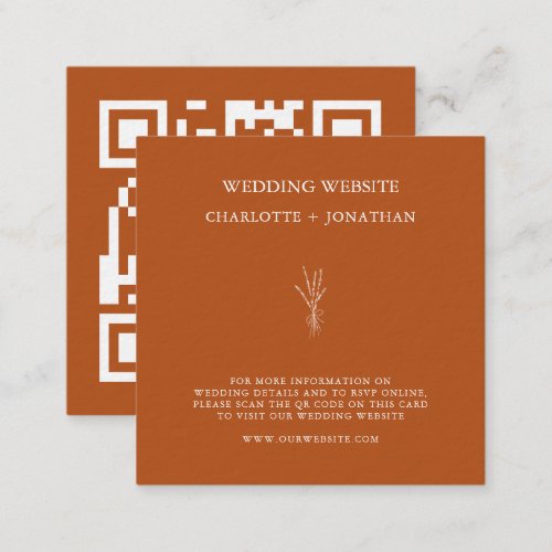 Botanical Terracotta Wedding Website QR Code RSVP  Enclosure Card