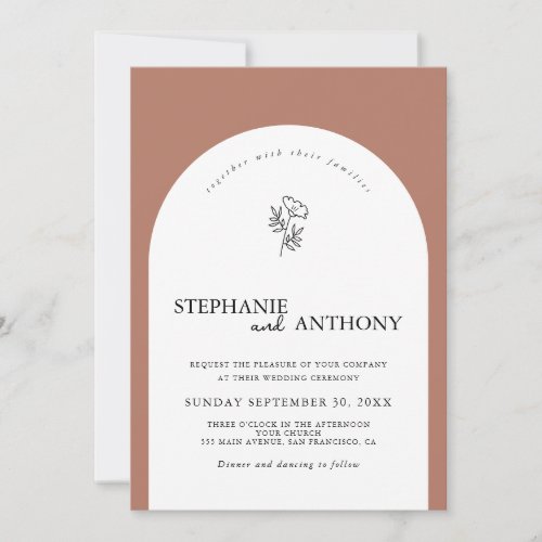 Botanical Terracotta Wildflower Arch Wedding  Invitation