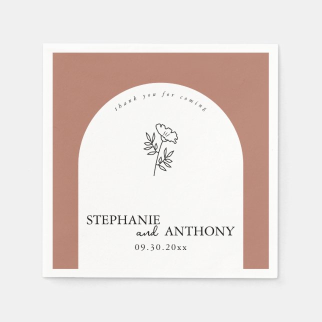 Botanical Terracotta Wildflower Arch Wedding  Napkins (Front)