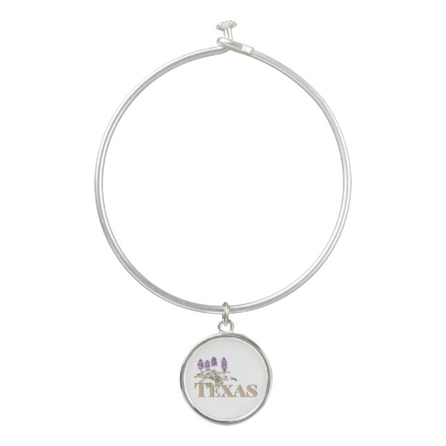 Botanical Texas Bluebonnet 2  Bangle Bracelet (Front)