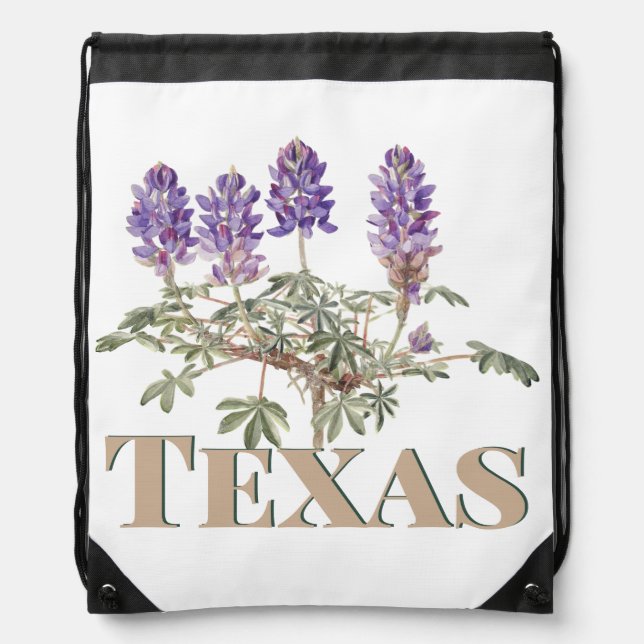 Botanical Texas Bluebonnet 2  Drawstring Bag (Front)