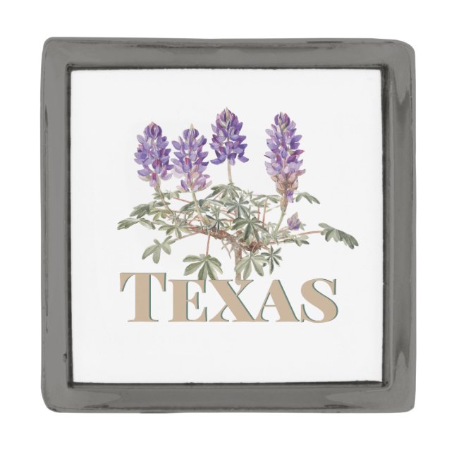 Botanical Texas Bluebonnet 2  Gunmetal Finish Lapel Pin (Front)