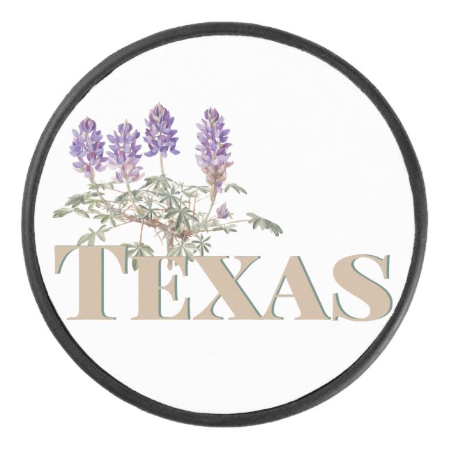 Botanical Texas Bluebonnet 2  Hockey Puck (Front)