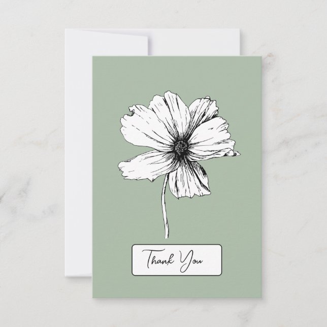 Botanical Thank You Card Sage Green - Floral (Front)