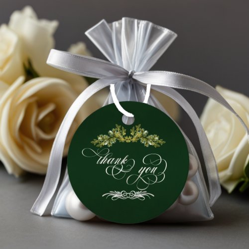 Botanical Thank You - Emerald/Silver Favor Tags
