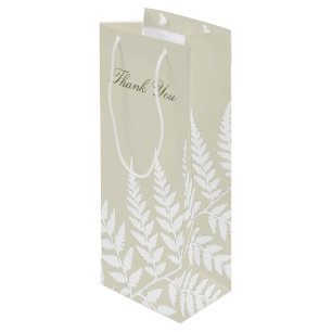 Botanical Thank You Light Green White Fern Wine Gift Bag