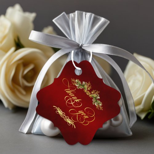 Botanical Thank You - Red/Gold Favor Tags