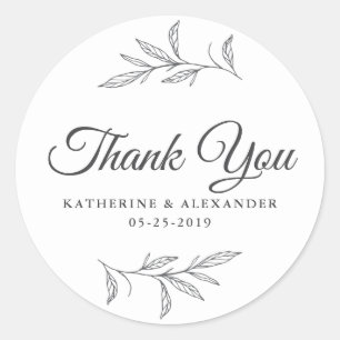 Botanical Thank You Wedding Classic Round Sticker