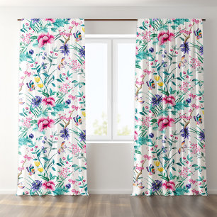 Botanical theme colorful spring flowers pattern blackout curtains
