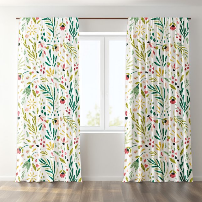 Botanical theme colorful wildflowers pattern blackout curtains (Creator Uploaded)
