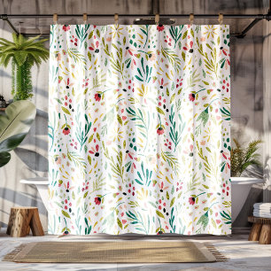 Botanical theme colorful wildflowers pattern shower curtain