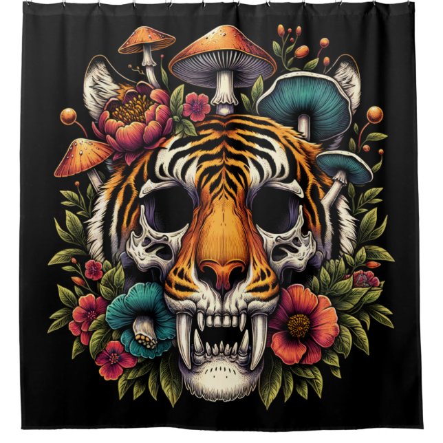 Botanical Tiger Shower Curtain (Front)