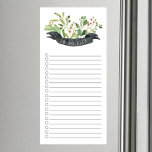 Botanical To Do List Magnetic Notepad<br><div class="desc">To do list design featuring watercolor green leaves with a black chalkboard banner.</div>