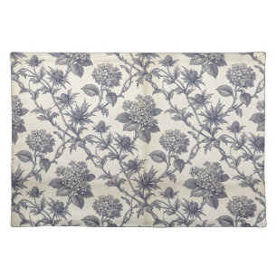 Botanical Toile Hydrangea & Sea Holly Cloth Placemat