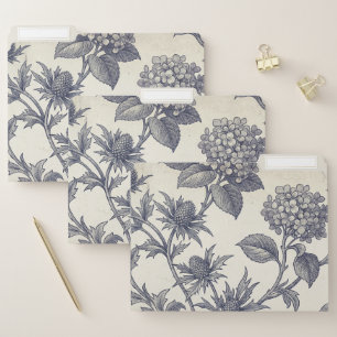 Botanical Toile Hydrangea & Sea Holly File Folder