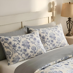 Botanical Toile Hydrangea & Sea Holly Pillow Case
