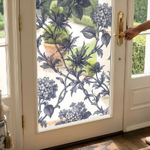 Botanical Toile Hydrangea & Sea Holly Window Cling
