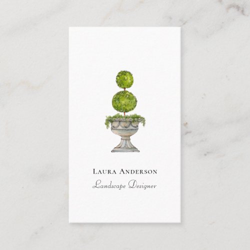 Botanical topiary in urn watercolor Landscaping Business Card