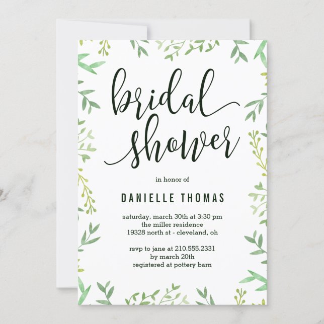 Botanical Touch Bridal Shower Invitation (Front)