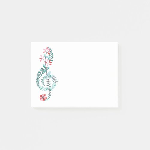 Botanical Treble Clef Musician Gift Music Lover Post_it Notes