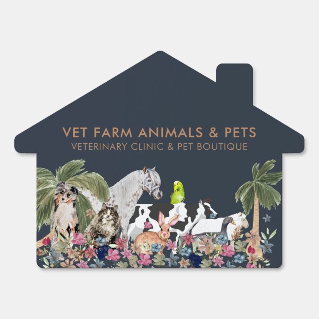 Botanical Tree Farm Animal Cat Dog Pet Sign
