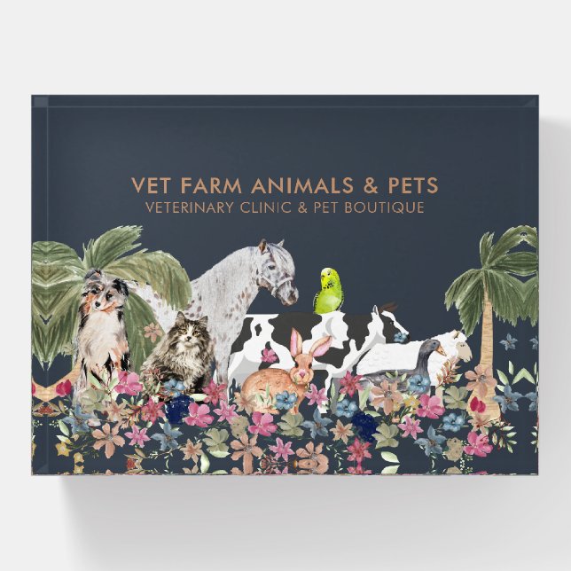 Botanical Tree Farm Animal Paperweight (Front)