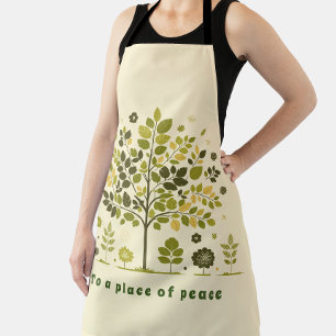 Botanical Tree Watercolor Green Foliage Apron