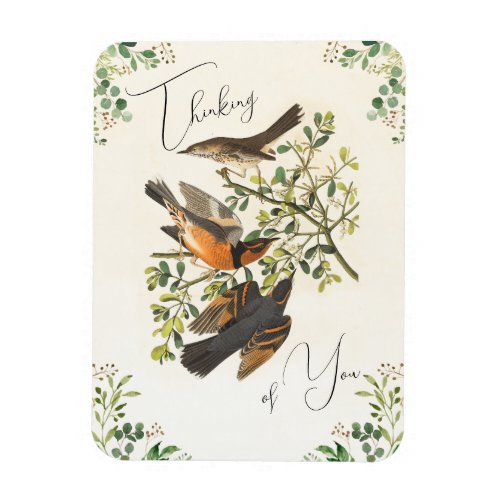 Botanical Trio of Birds and Greenery  Magnet