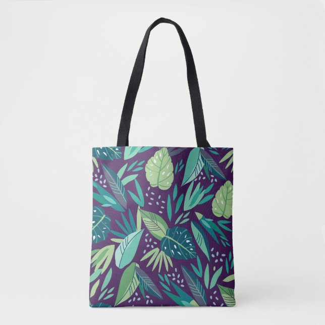 Botanical Tropical Green Leafs Pattern Tote Bag (Front)