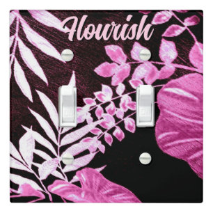 Botanical Tropical Leaves Palm Pink Personalized Light Switch Cover