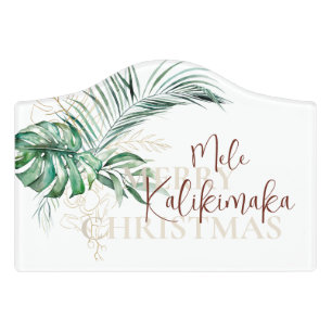 Botanical Tropical Mele Kalikimaka   Christmas Door Sign