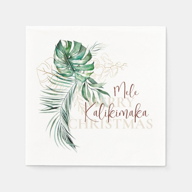 Botanical Tropical Mele Kalikimaka | Christmas Napkins (Front)