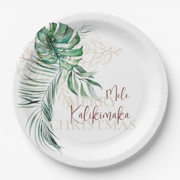 Botanical Tropical Mele Kalikimaka | Custom Paper Plates by NinaBaydur at Zazzle