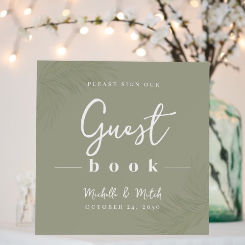 Botanical Tropical Palm Leaves Guest Book Wedding Foam Board