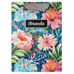 Botanical Tropical Summer Flowers Pattern Floral Clipboard