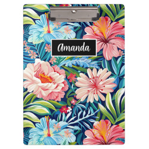 Botanical Tropical Summer Flowers Pattern Floral Clipboard