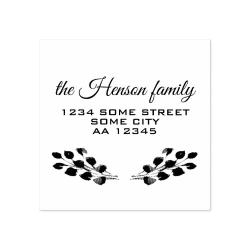 Botanical Twigs Script Family Name Address Rubber Stamp
