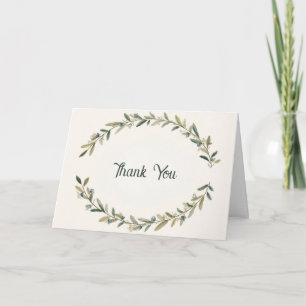 Botanical Twin Baby Shower Olive Branch Boho Green Thank You Card