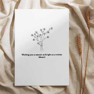 Botanical Typography Flower Happy Holiday Card